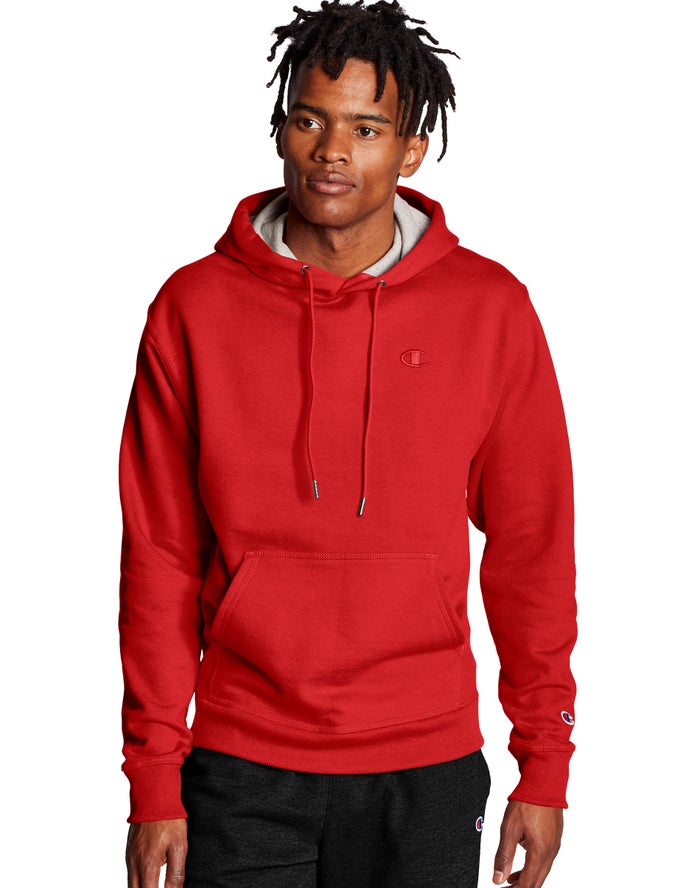 Champion Powerblend Fleece C Logo Hoodie Heren - Rood - Belgie 1239DEAVU